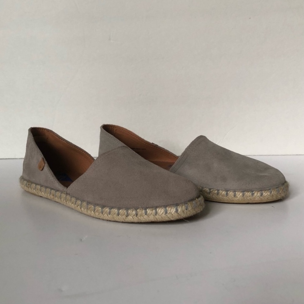Verbenas Carmen Suede Espadrilles Perla Gray Made in Spain Size 39 Boho Neutral